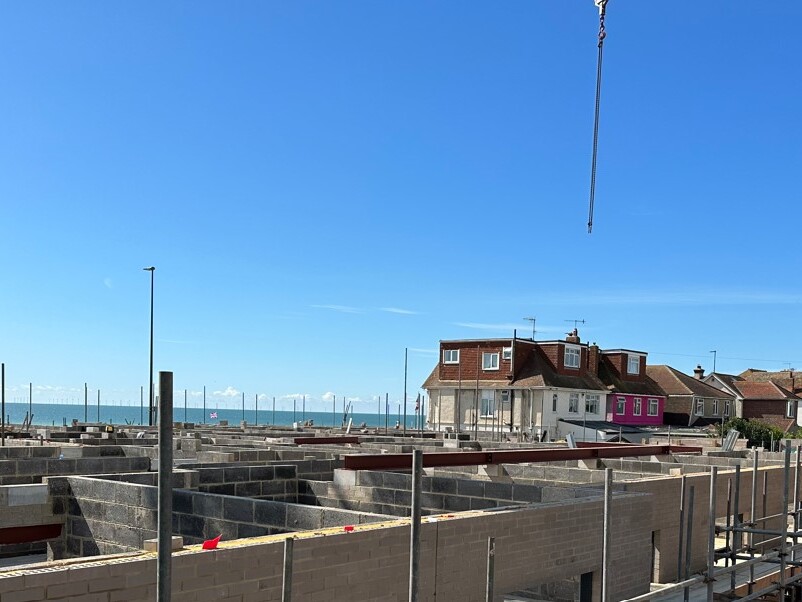 Sky line shot of Mount Hermon development in Lancing showing the first floor about to start development