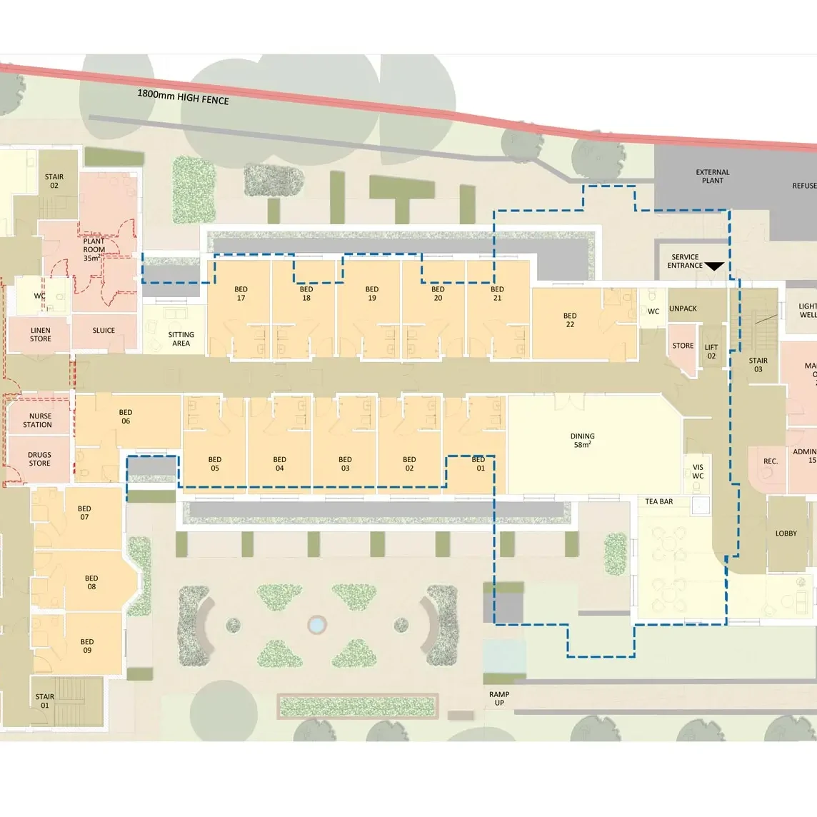 Staverton care home ground floor plan