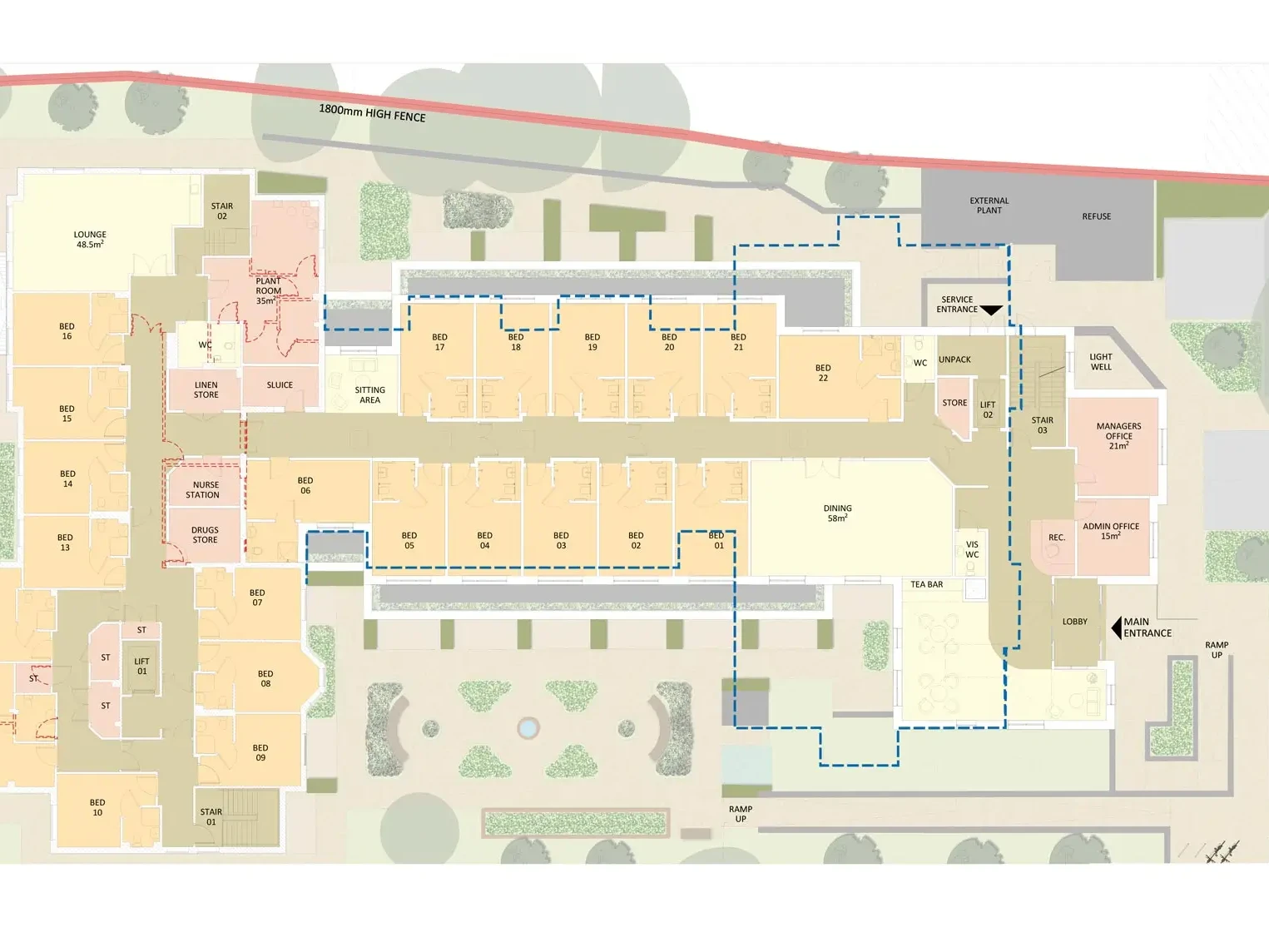 Staverton care home ground floor plan